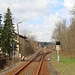 Bahnhof Mulda, Rückfallweiche mit Überwachungssignal<br />Die Weiche wird bergwärts aufgefahren und stellt sich dann auf Abzweig zurück.