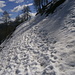   un traverso di neve, il sentiero  in piano è sotto la neve