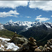 Die Gipfel der Berninagruppe kommen in Sicht und begleiten uns auf dem weiteren Weg. (Blick von der Segantini Hütte aus)