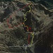Monte Salmurano: la traccia di salita (in rosso) e quella di discesa (in giallo).