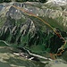 Monte Terra Nera: la traccia (in rosso la salita, in giallo la discesa).