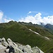 wir gehen noch weiter auf dem grasigen Kamm bis zum Standkopf, bzw. einer davon, es gibt mehrere fast gleich hohe Höcker.