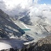 Blick in Abstiegsrichtung u. zum Gletscher, über den ich aufgestiegen bin