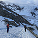 "Einlaufen" von der Hohsaas-Bergstation auf dem Trassee des Skigebiets