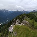 Ausblick vom Laubeneck-Grat zu Kreuzspitze, Geierköpfen, Allgäuer Alpen, Scheinberg, Hochplatte, Großer und Kleiner Klammspitze, Hennenkopf
