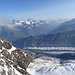 Dalla cima della Roccia Nera: ghiacciai di Zermatt e Weisshorn.