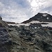 Aufstieg zum Col du Pigne über Geröllfelder. Rechts im Bild der Pigne de la Lé.