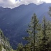 Ambiente bellissimo tra conifere e salti di roccia, si apre uno spiraglio sulla stretta Valle di Peccia.