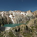 Diga del Lago dei Cavagnöö con Pizzo San Giacomo e Pizzo Cavagnöö sullo sfondo. 