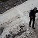 L'autore sul primo nevaio, alla base del sentiero Spinotti.