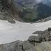 Das 3. und oberste Schneefeld, der Schlussaufstieg zum Aufnahmepunkt ist relativ steil, hier waren wir um die Steigeisen froh