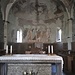 L'interno della Chiesa dell'Abbazia Circestense di Piona. ''Monaci dell'abbazia cluniacense di S.Pietro in Vallate vi si stabiliscono costruendo una grangia". Edificano una chiesa più ampia, in stile romanico, dedicata a S. Maria, che nell'anno 1138 viene consacrata da Ardizzone, Vescovo di Como. L'abside è affrescata: al centro del catino il "Cristo Pantocratore", Signore del mondo, ai lati i quattro evangelisti, rappresentati nei noti simboli di leone, aquila, angelo e bue. Sotto, i dodici apostoli in atteggiamento di preghiera.