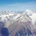 Gipfelaussicht nach Westen bis zum Mont Blanc (4807m). Mächtig gegenüber steht das Weisshorn (4506m).