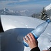 das Wasser ist im Rucksack zu einem Eisblock gefroren