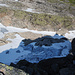 Tiefblick an der Nordseite des Keipen, hier weist der Gletscher durchaus Spalten auf