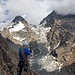 Blick zum Fletschhorn, das Lagginhorn hält sich leider meist bedeckt