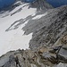 Seilversicherte Stufe im Abstieg von der Hochalmspitze zu den Steinernen Mandln