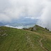 wolkenverhangener Blick vom Gehrihorn zum Thunersee