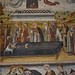 Dettaglio di Maria che dorme circondata dagli apostoli. Il grande affresco colpisce per la vivacità, ancora sana e forte, dei colori utilizzati all'epoca. Ciò accade per tutti gli affreschi della Sacra di San Michele.