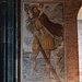 San Cristoforo il patrono dei Viandanti. Affresco sempre di Secondo del Bosco da Poirino del XVI secolo. E' il Cristoforo Porto Cristo, qui raffigurato mentre trasporta sulla sua spalla Gesù durante l'attraversamento del fiume.