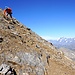 Behutsamer Abstieg über den 35° steilen Gipfelhang 