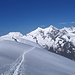 Blick zum Alphubel (links) und der Mischabelgruppe (rechts)