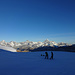 Arbeit auf dem Findelengletscher in der Kälte eines traumhaften Herbstmorgens