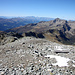 Blick vom Gipfel der Rotbühelspitze nach Westen auf Tödi (ca. 80 km entfernt) und Piz Sardona (ca. 50 km entfernt)