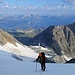Rückblick kurz vor dem Col des Roches; im Mittelgrund das Skigebiet von Les Arcs.
