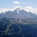 Ende August 2017: Blick oberhalb vom Fort de Platte auf die Westseite des Mont Pourri und zum Skigebiet Les Arcs