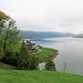 Blick unter dem Nebel durch zum Wägitalersee.