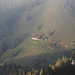 Nebliger Tiefblick zur Steingrabner Alm