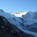 Blick zum noch im Schatten liegenden Glacier de Moiry