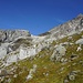 Blick vom "Abzweig" (keine Markierung) am Alpinweg zum Gross Kärpf, links davon der Pass bei P.2515.