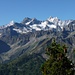 Ganz links die Dreiländerspitze Mt.Dolent, etwas rechts der Mitte Tour Noir