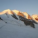Die drei Gipfel des Piz Palü im frühen Morgenlicht