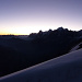 Morgendämmerung auf dem Bütlassesattel, Sicht gegen Osten mit Wetterhorn, Eiger, Mönch und Jungfrau