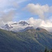 Abendlicher Blick auf die Mont Blanc-Gruppe beim Abstieg nach Finhaut...