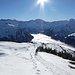 Nach dem Skihaus Stäfeli gings weiter in Richtung Sonnenhorn, auf bestens gespurter Route