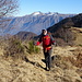 Procedendo verso l'Alpe Colma di Castiglione (Erbalunga). Sullo sfondo il gruppo Tignolino-Togano-Testa di Menta (Valgrande).
