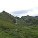 Letzte Abzweigen ,links  Hahnleskopf,  rechts Faldmendonjoch-im  Bildmitte.