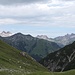 Blick  Richtung  Norden in Allgauer  Alpen, Hochfrottspitze(2645m) und Mädelegabel(2645m)-links,Kratzer(2428m)-mitte, Öfnerspitze(2575m) und Grosse Krottenkopf(2656m)-ganz  rechts.