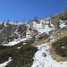 Terminati i larici si vede il bordo dell’ampio circo sommitale dove si trovano i prati dell’Alpe Lavorerio, ormai manca poco…