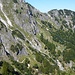 Im Bild kann man gut den Steig hinüber zum Schellenbergsattel sehen, von dort kann man über den Dopplersteig entweder ins Tal absteigen oder weiter auf das Geiereck gehen.