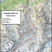 Karte unserer Schneeschuhtour mit eingezeichneter Route von Ossasco durchs Val Torta auf die Cristallina (2911,7m).