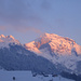 Stoss im Alpstein im roten Dezember-Morgenlicht