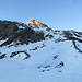 Rückblick von Bernina Lagalb; letztes Sonnenlicht am Piz Alv