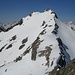 Man kann mit Skier am Grat entlang bis zum Gipfelfels aufsteigen.