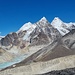 Gletschersee des Hinku Shar Glacier. Der vom See abfliessende Gletscherbach wird für ein Kleinwasserkraftwerk genutzt, das Khare mit Strom versorgt 