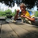 Ore 12,45 sosta pranzo che ho consumato all’ombra su un tavolo di legno presso il ponte di Oleggio, era ora !!!